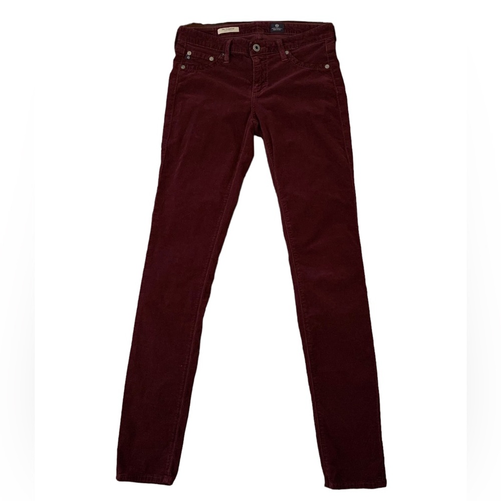 AG Adriano Goldschmied corduroy the Legging Super Skinny jeans, wine, size 28R